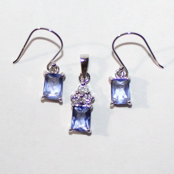 Jewelry - Sterling Silver Cubic Zirconia Earrings & Pendant Set